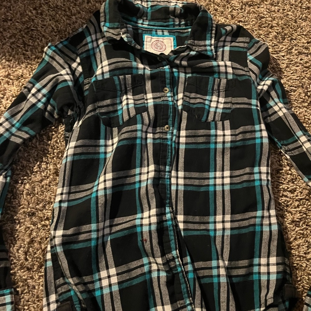 blue and white flannel